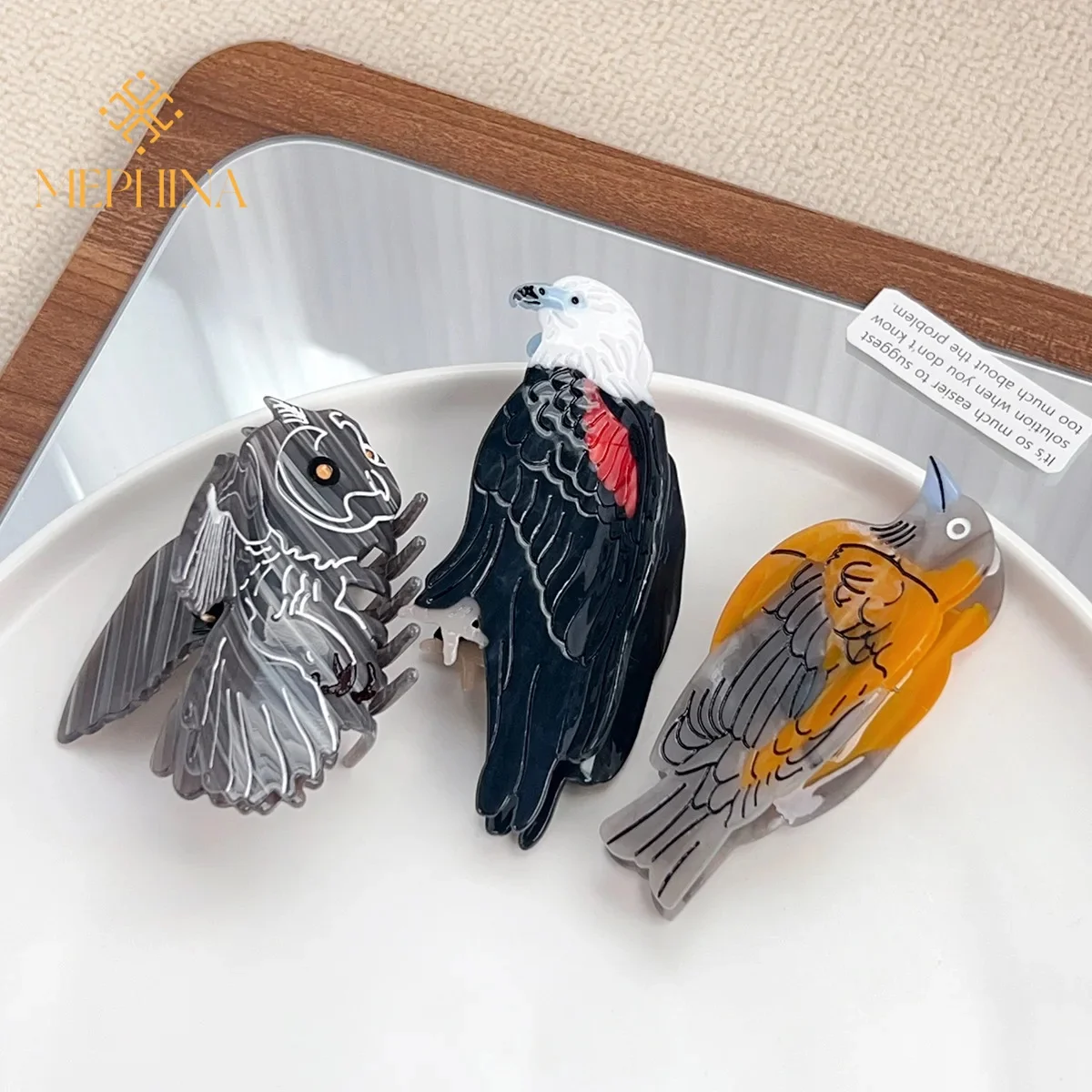 

MEPHINA Unique Hair Claw Clip Birds Eagle Hair Claws Oriole Bird Claws Owl Hair Claws Accessories for Women