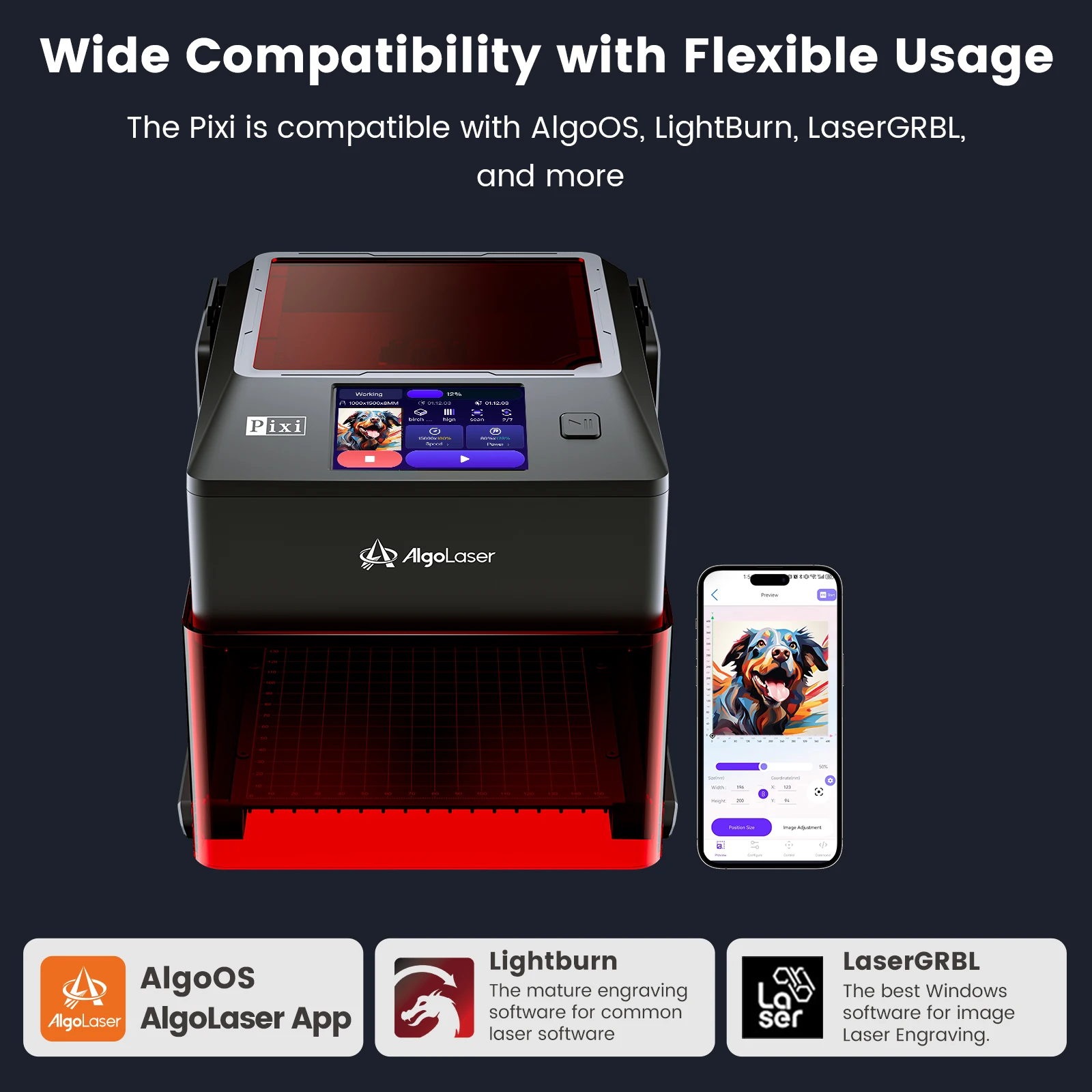 AlgoLaser 10W Incisore Laser Palmare CPer Principiante FAI DA TE Router di Legno Macchina Per Incidere Laser Con Schermo Intelligente Per Metallo Pelle