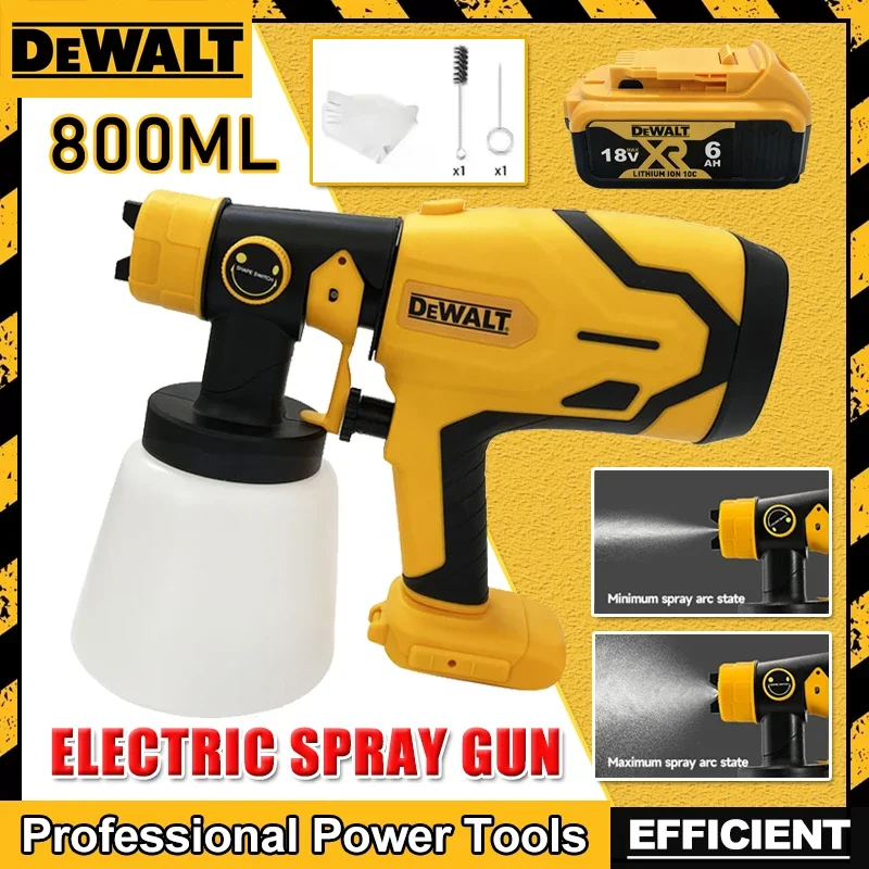 

Беспроводной электрический распылитель краски Dewalt 800 мл, портативный, высокомощный, для покраски мебели, аэрограф для аккумулятора 18В