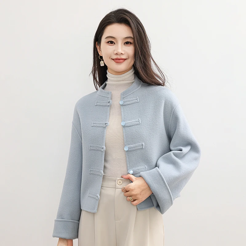 WinvyNee Women's Woolen Short Coats Loose Casual Single Breasted Retro Chinese Style Jacket Office Outerwear Winter H1643001