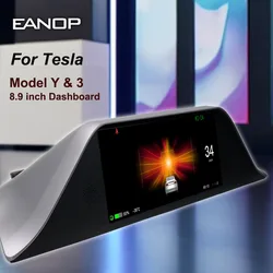 EANOP New Smart 9 inch Dashboad Instrument Panel for Tesla Model 3  y  Support Wireless Carplay Front View Camera