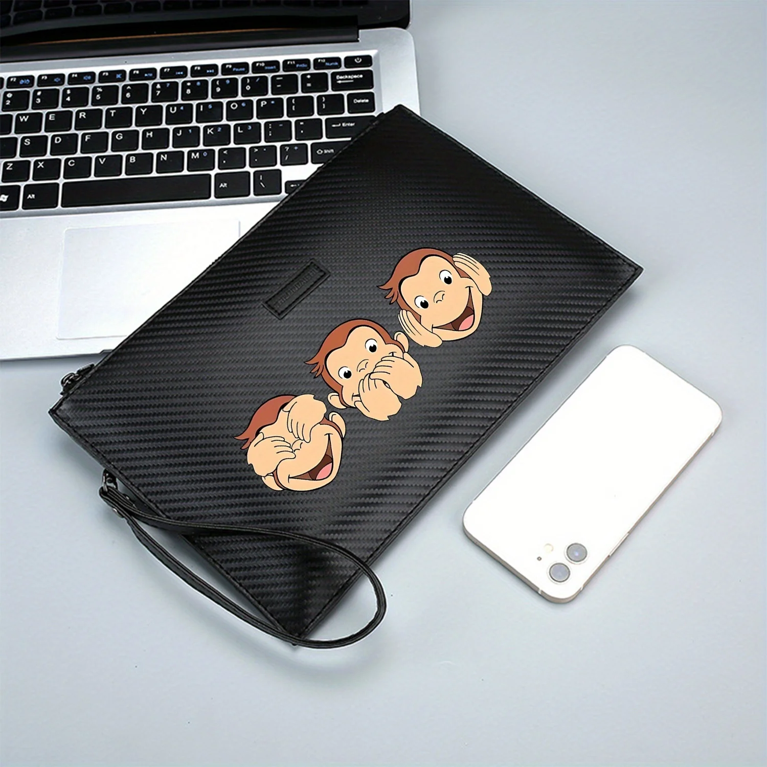 Monkeys: حقيبة يد رجالية أنيقة مطبوعة من البولي يوريثان شفافة ومتحدثة وعملية للحمل اليومي