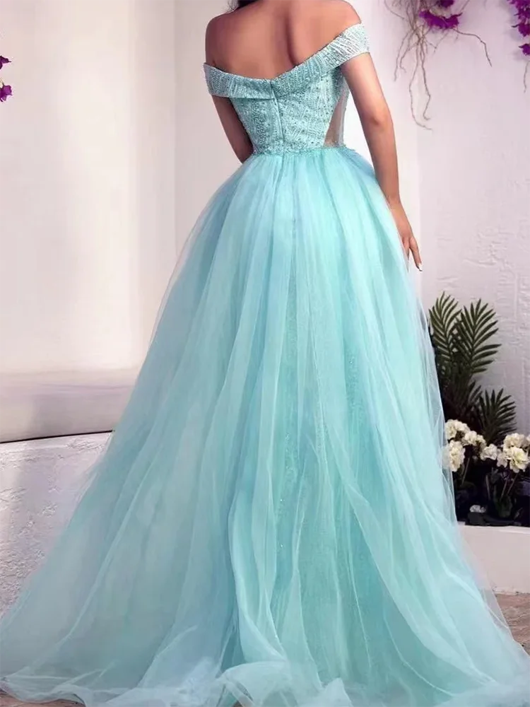 Clássico fora do ombro doce cor lantejoulas vestidos de noite formais festa de aniversário vestidos de baile personalizados