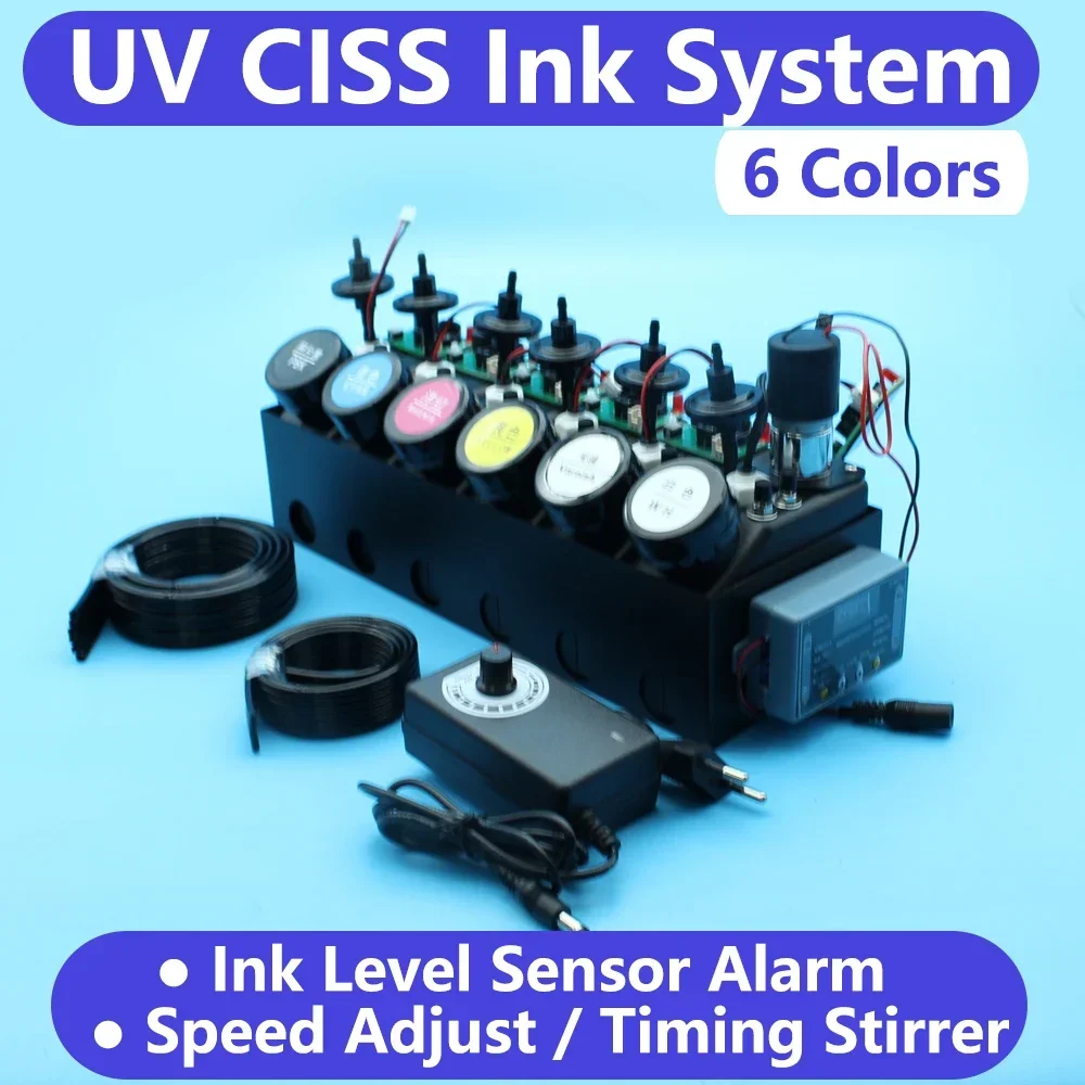 

UV Ink CISS With Stirrer Level Sensor Alarm Varnish Ink For UV DTF Printer Modify White Ink Timer Contolled Speed Adjustable