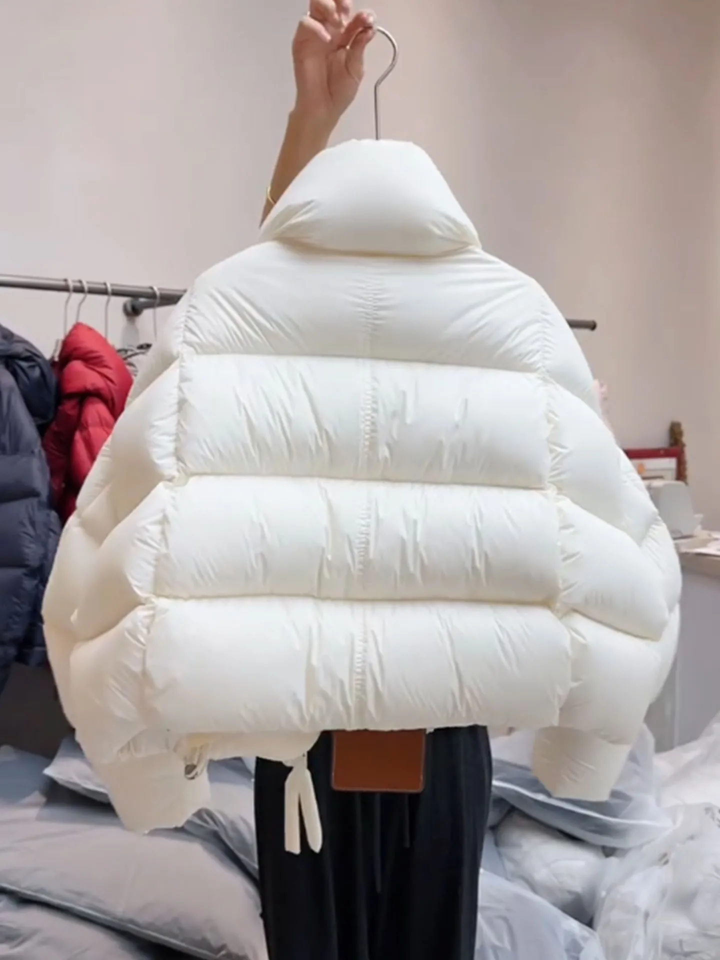 Coréen Sle ort Puffer Jaet femmes blanc moelleux vers le bas manteau hiver Faion taille haute Thi vêtements d'extérieur Ele sensation