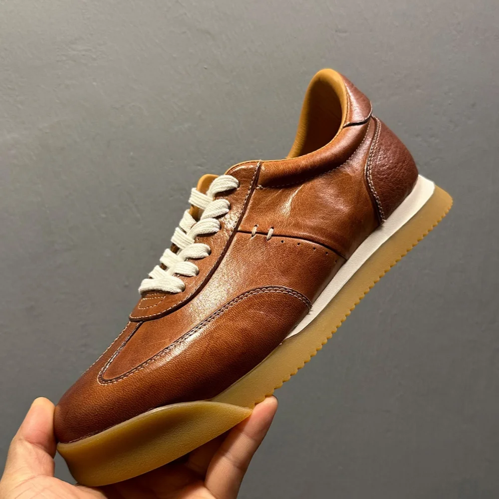 

QHCCID Men's Retro Horsehide Training Shoes Autumn/Winter Collection Lightweight Sports Commuting Comfortable Style