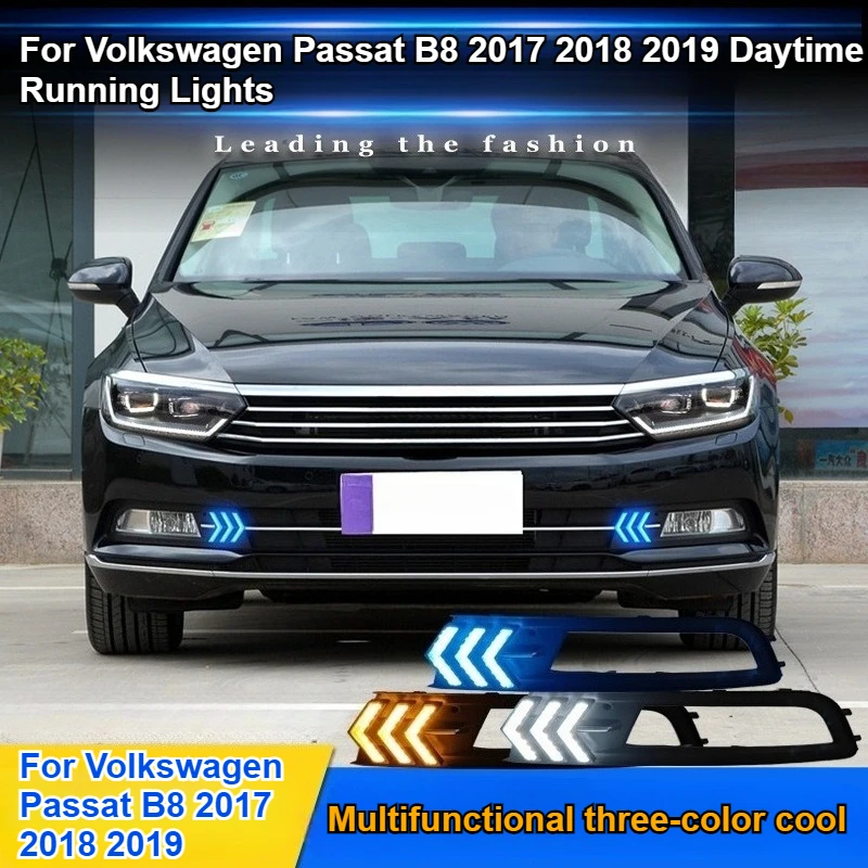 

For Volkswagen Passat B8 2017 2018 2019 Daytime Running Lights Front Fog Light Upgrade LED Flowing Daytime Running Lights