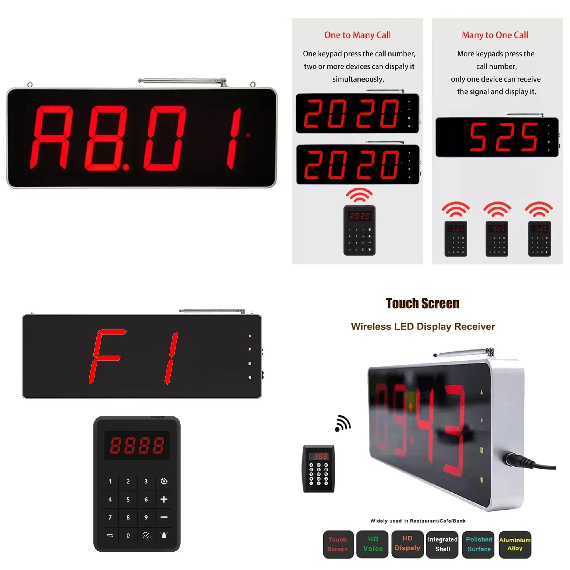 Loud Voice Digital Counter Timer Restaurant Waiter Calling System Pager Restaurant Beeper System