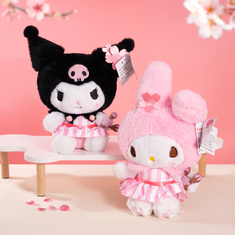 Sanrio Cherry Blossom Series Hello Kitty Melody Kuromi knuffel Cartoon & schattige pop sleutelhanger Kinderspeelgoed Rugzakhanger