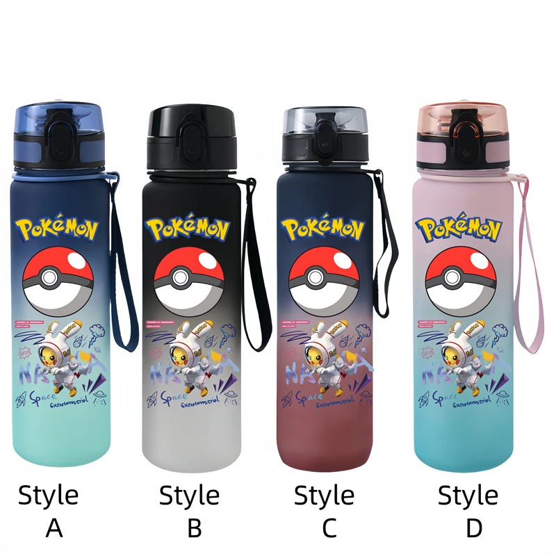 650MLPikachu  Cartoon Figure Water Cup Portable Children's  Plastic Outdoor Sports Large Capacity Anti-drip Water Bottle Gift