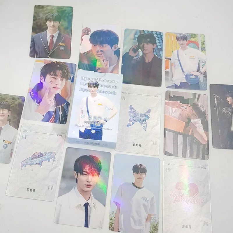 Imagem -02 - Kpop Bian Woo-seok Cartão da Foto 50 Pcs Correndo com Sun-jae em Seu Álbum de Volta Cartão Laser Lomo Glitter Cartão Postal Byeon Woo-seok