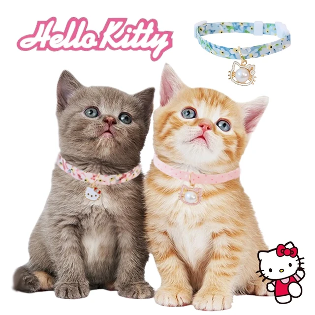 Hello Kitty Pet Collar Cartoon Cute Cat Necklace Dog Scarf Accessories Cute Anti suffocation Buckle Not Strangler Canvas Pendant