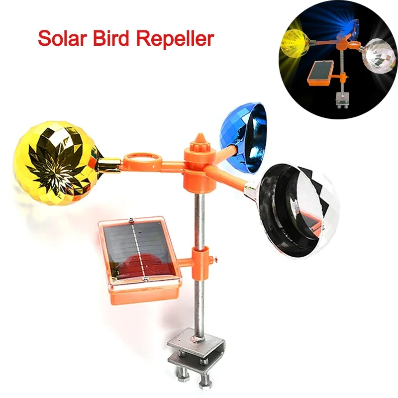 Solar Voice Bird Repeller Intelligent 360 Degree Rotating Farm Reflector Orchard Waterproof Solar Energy Bird Repelling Device