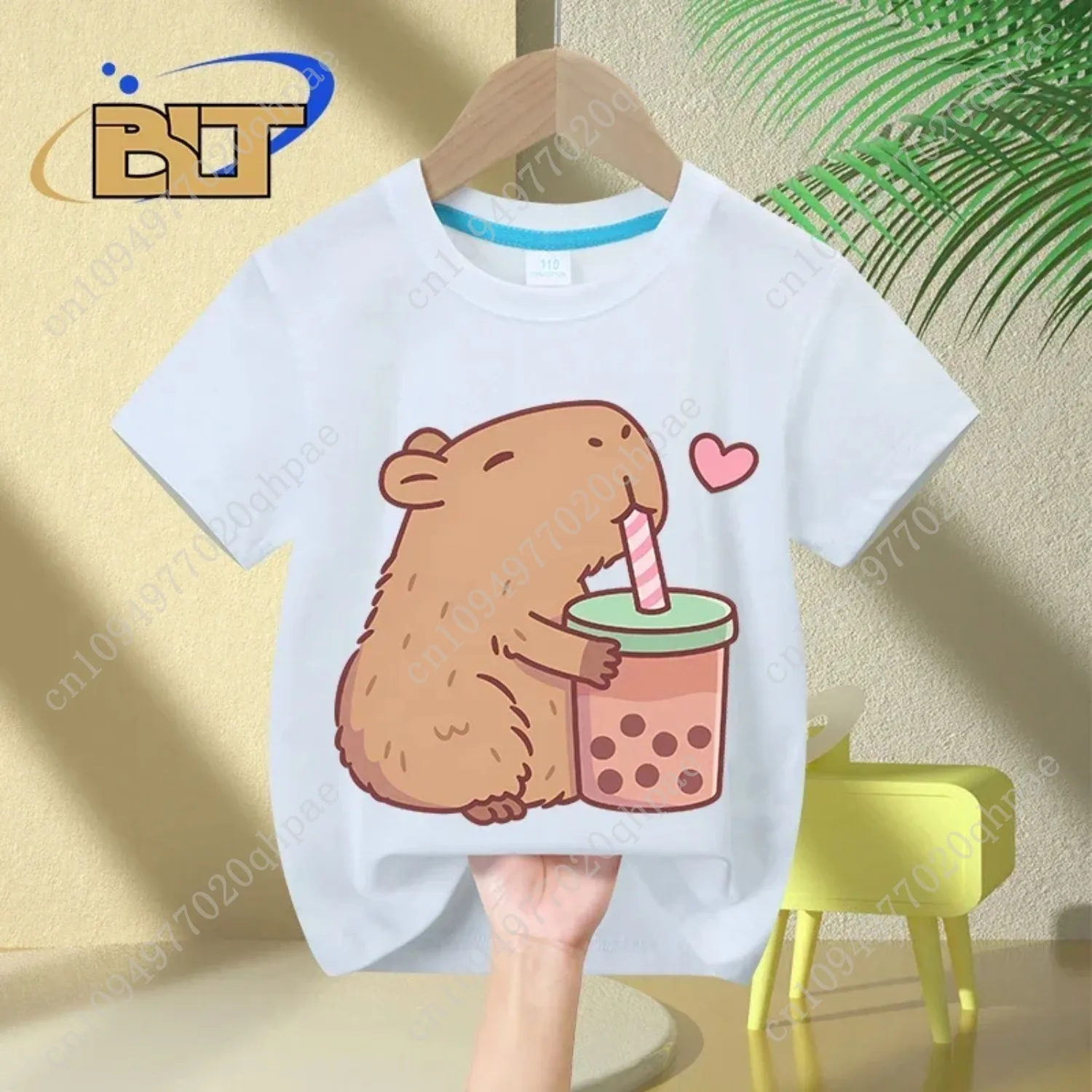Mignon Capybara aime Bubble Tea imprimer enfants T-Shirt été enfants à manches courtes décontracté hauts garembali et filles cadea