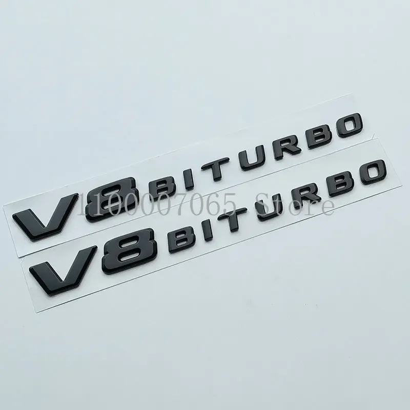 2017 Newest Black Flat Letters V8 Biturbo ABS Emblem for C63 G63 G65 GLS63 GT63 Car Fender Nameplate Logo Sticker