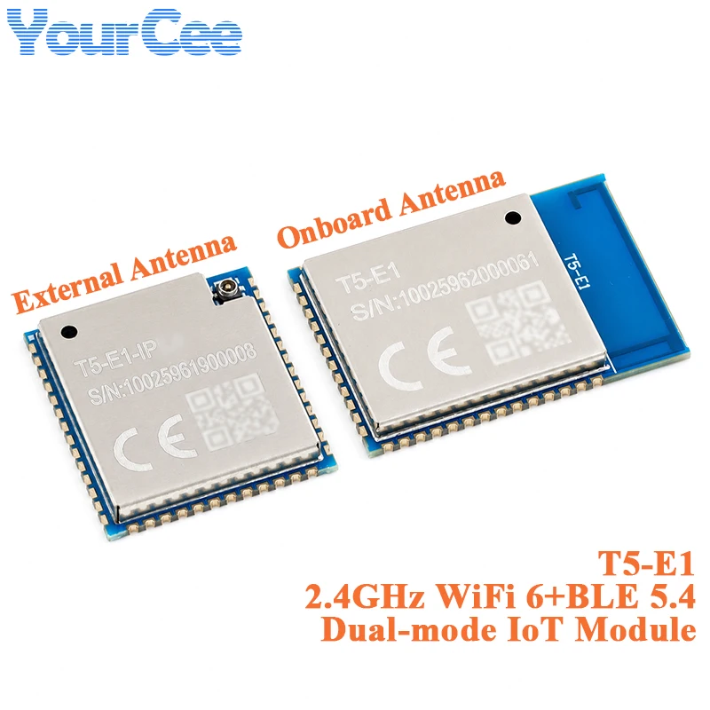 5pcs/1pc T5-E1 2.4GHz Wi-Fi 6 WiFi6 BLE BT 5.4 Dual-Mode Integrated IoT Module 8MB Flash 16MB PSRAM Low-Power