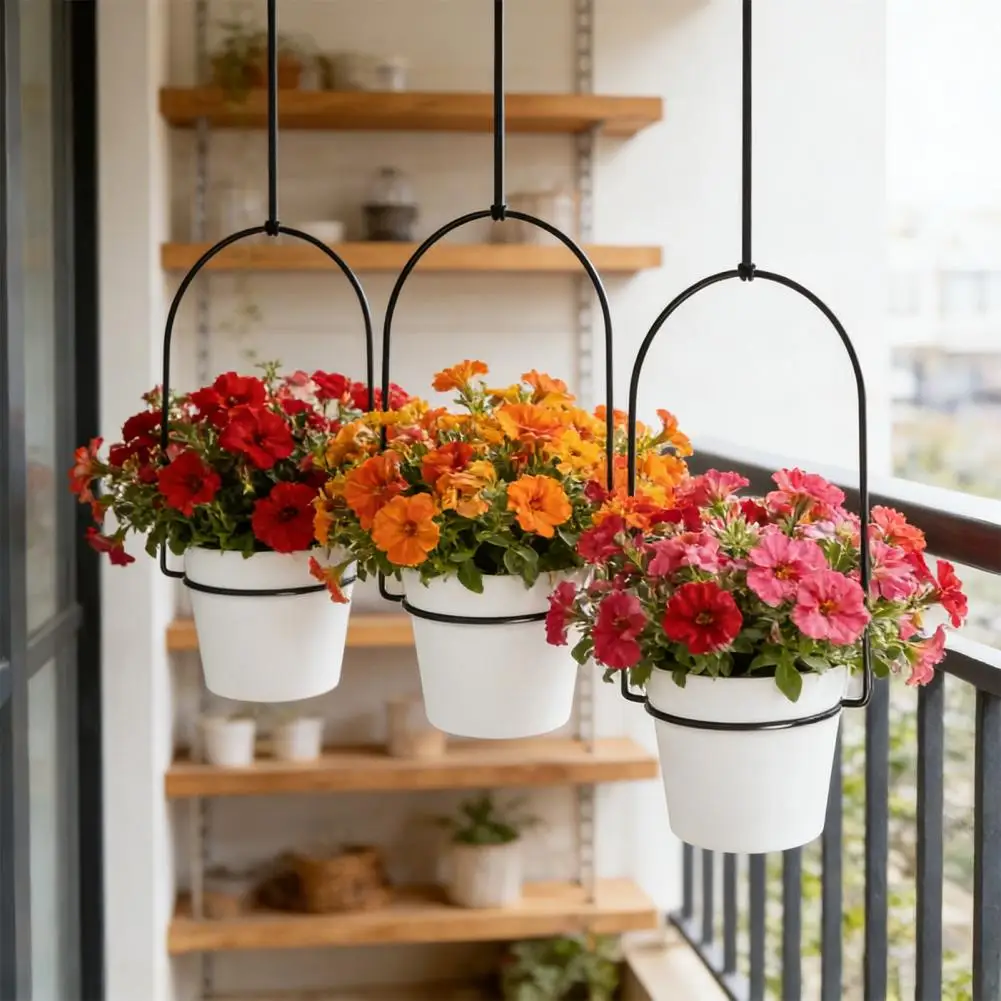 Indoor Hanging Planter Set Wall Mounted Plant Hanger Set Hanging Flower Pot with Metal Frame Rope for Home Room Garden Decor