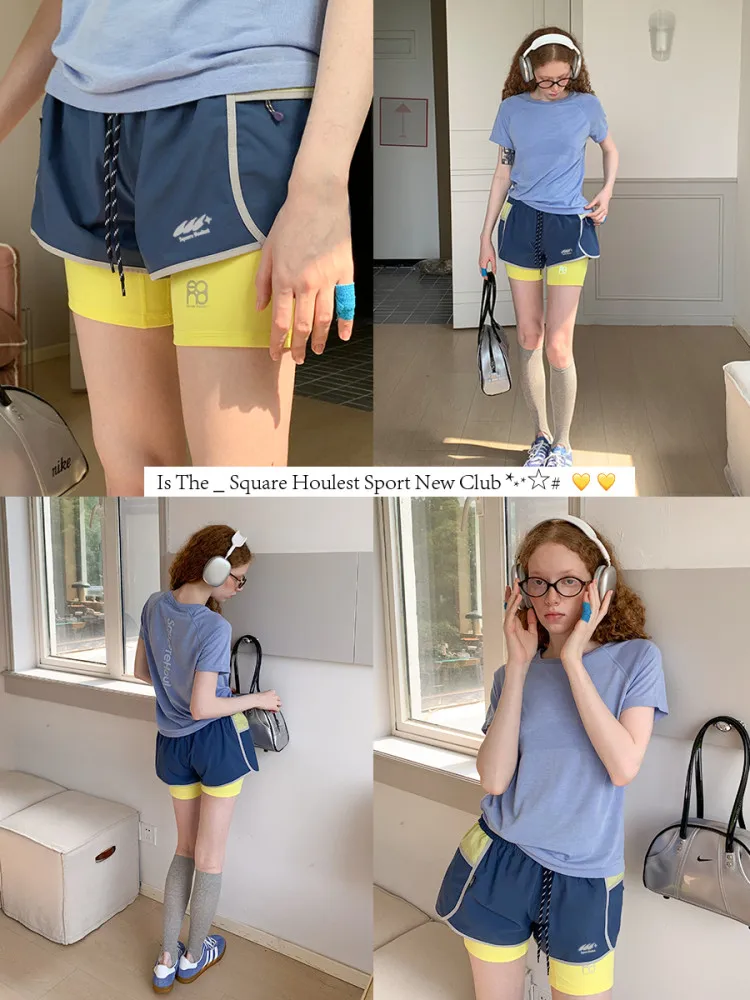 Outdoor American Style Surf Pants Short Shorts Women's Sporty Color Block High Waist Wide Leg Commute Style Polyester 100%
