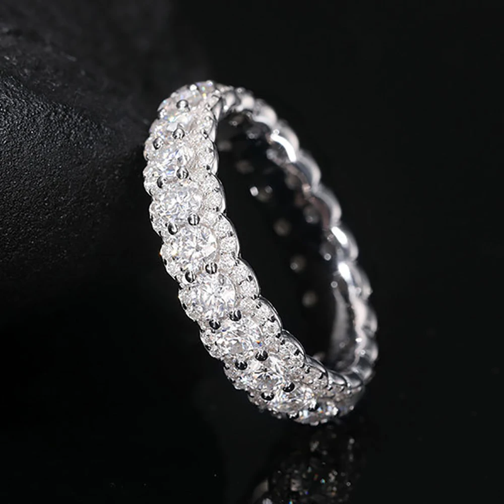 Serenity 3mm All Moissanite Rings For Women Girl Gift S925 Sterling Silver Sparkling Lab Diamond Wedding Rings Jewelry Wholesale