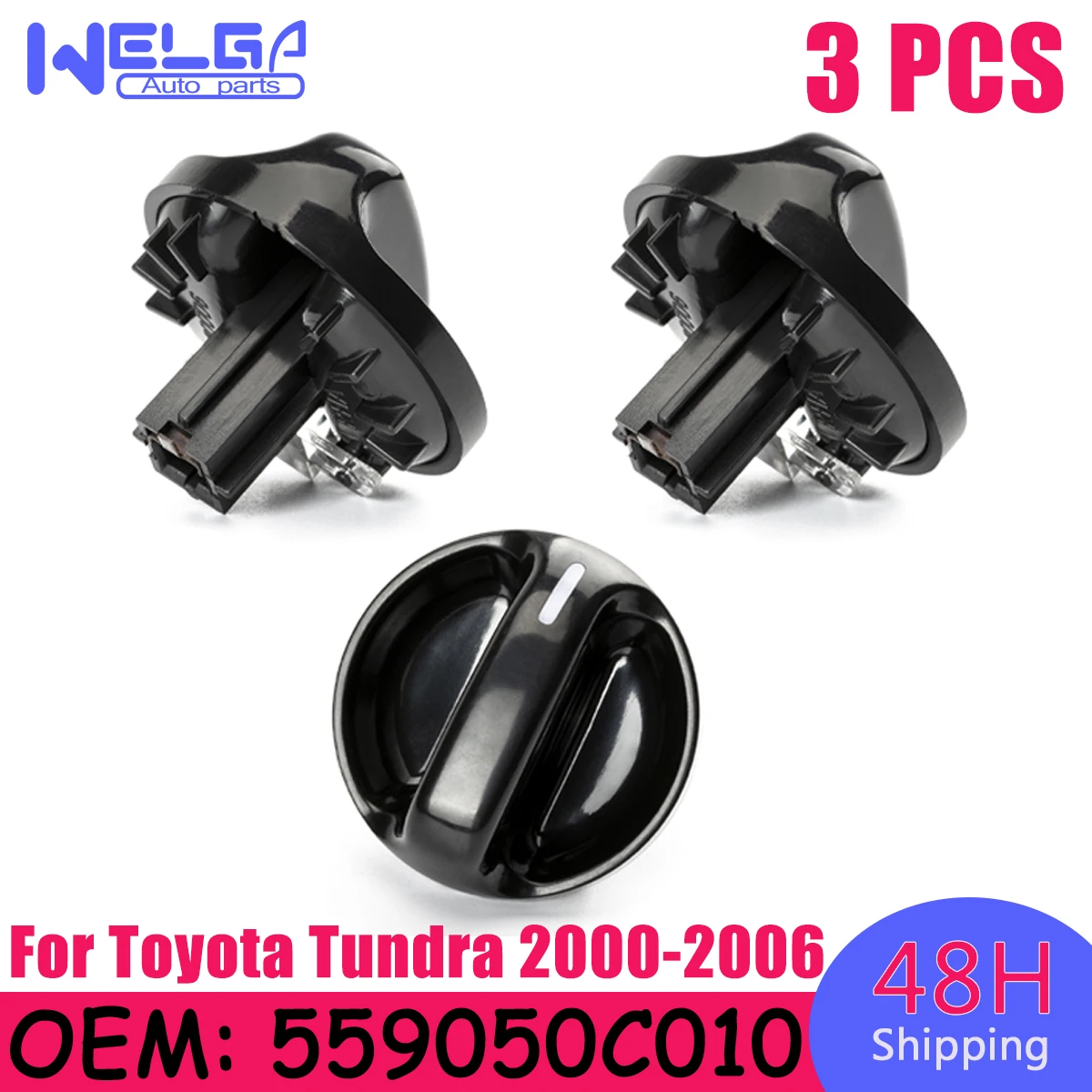 

3PCS 559050C010 Air Conditioning Control Panel Knob Button Switch Control Knobs Dials Heater A/C Fan for Toyota Tundra 2000-2006