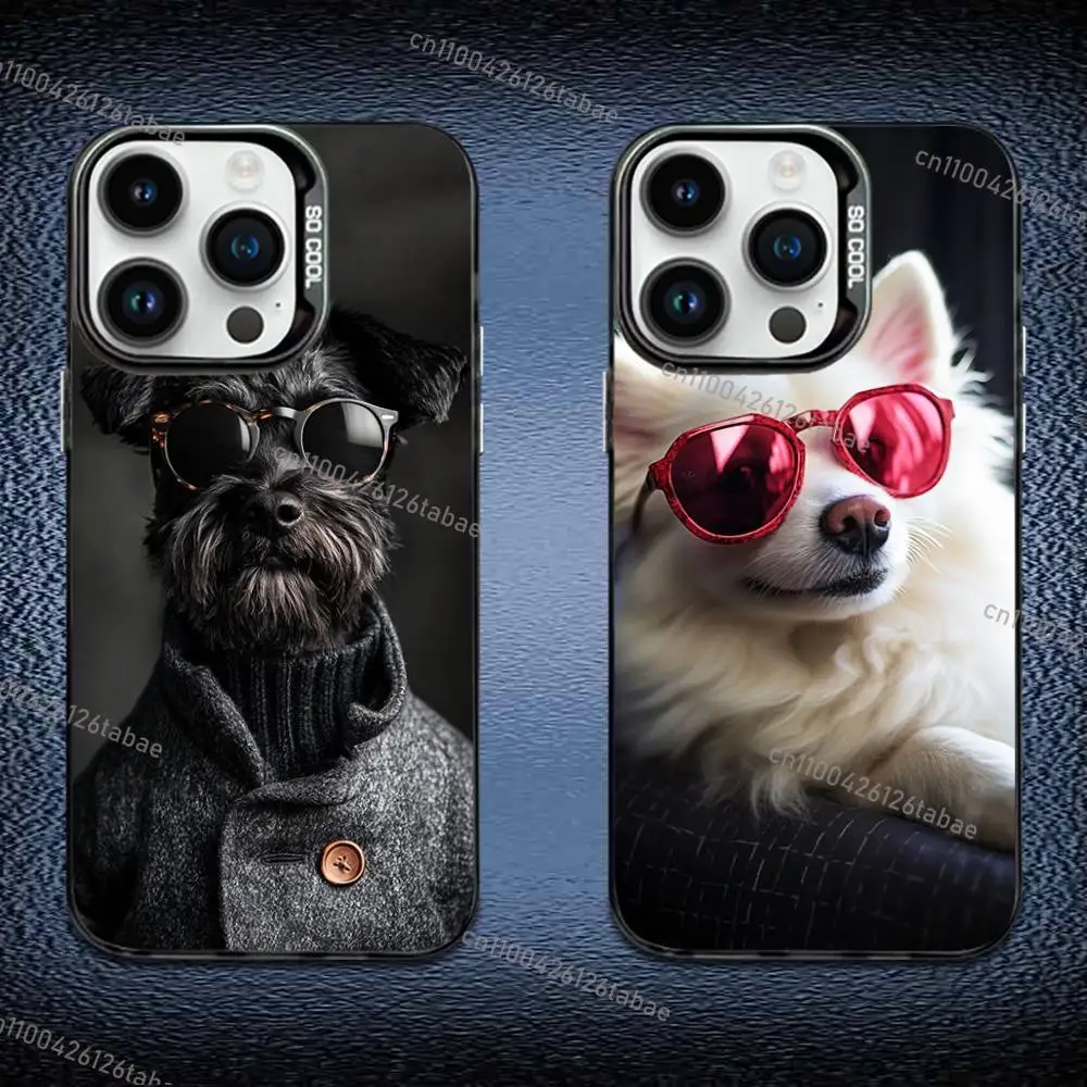 

Cool Dog with Glasses Phone Case For iPhone 17,16,15,14,13,12,11 Pro Max Plus Colorful Gradient Soft TPU Black Cover