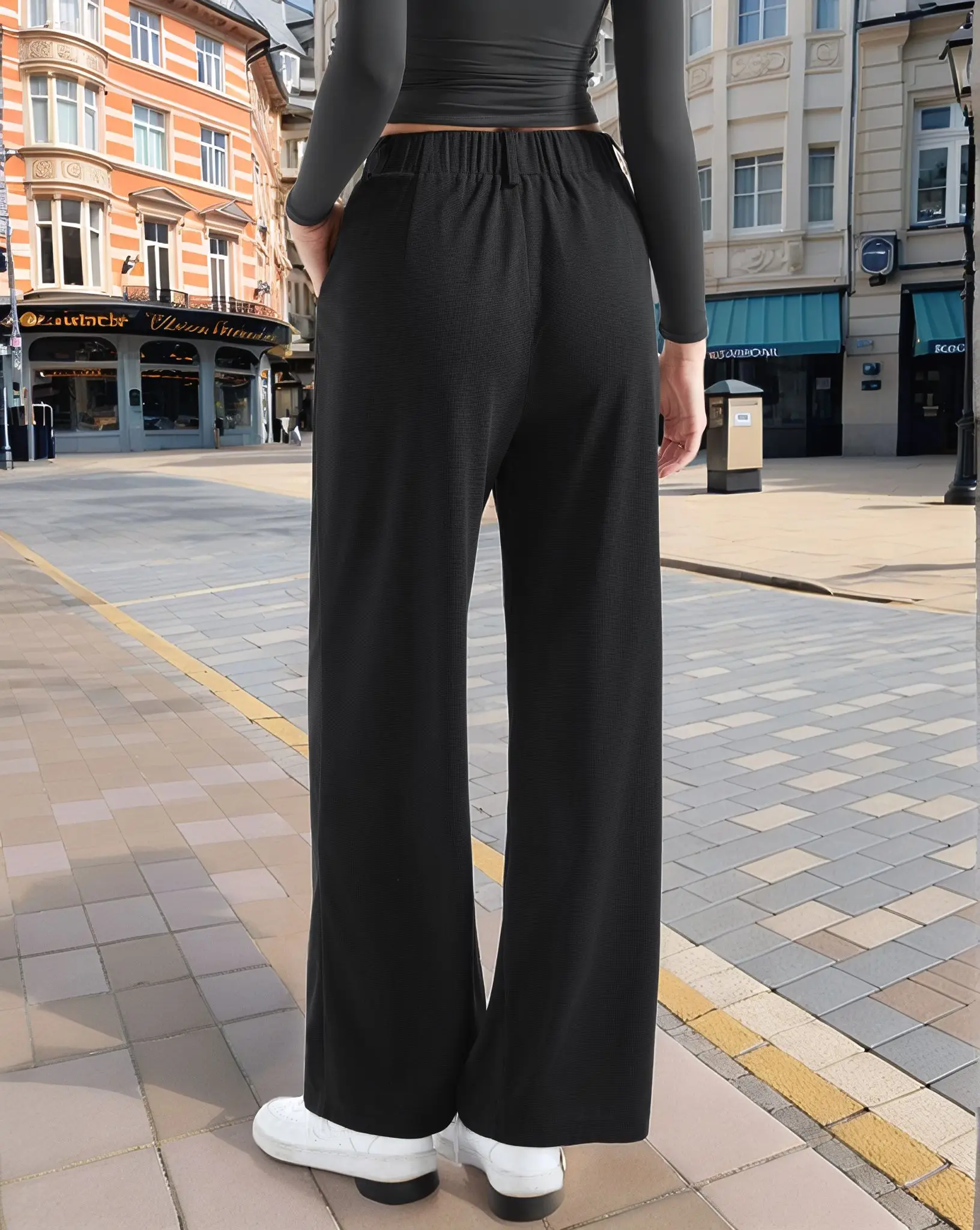 Elegant Straight Pants Solid Size High - Image 4