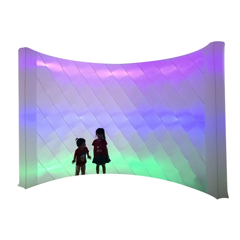 

EJIA 10ft/13ft Inflatable Photo Booth Wall White Curved Wall Wedding Backdrop with 3pcs LED Strips For Event Advertising Rental