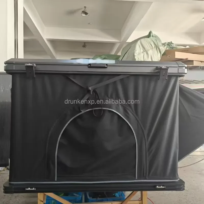 DrunkenXp 145cm Width Big Space Aluminum Shell Pop up Rectangle Version Off-road Camping Car Roof Top Tent