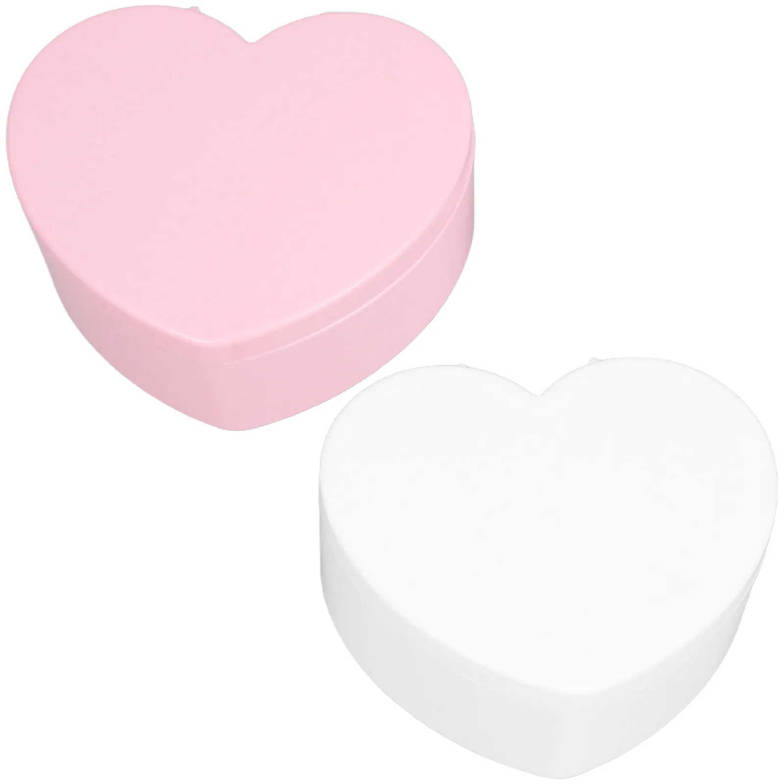 2Pcs Jewelry Storage Box Heart Shape Double-Layer Organizer Cute Girl Makeup Mirror Holder Compact Decorative Desktop Case