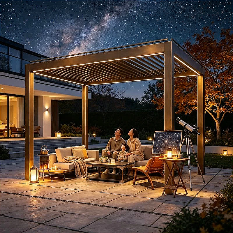 Intelligent Louvered Pergola 4x4m Aluminum Motorized Waterproof Windproof Remote For Garden Patio Deck Carport Gazebo Customized