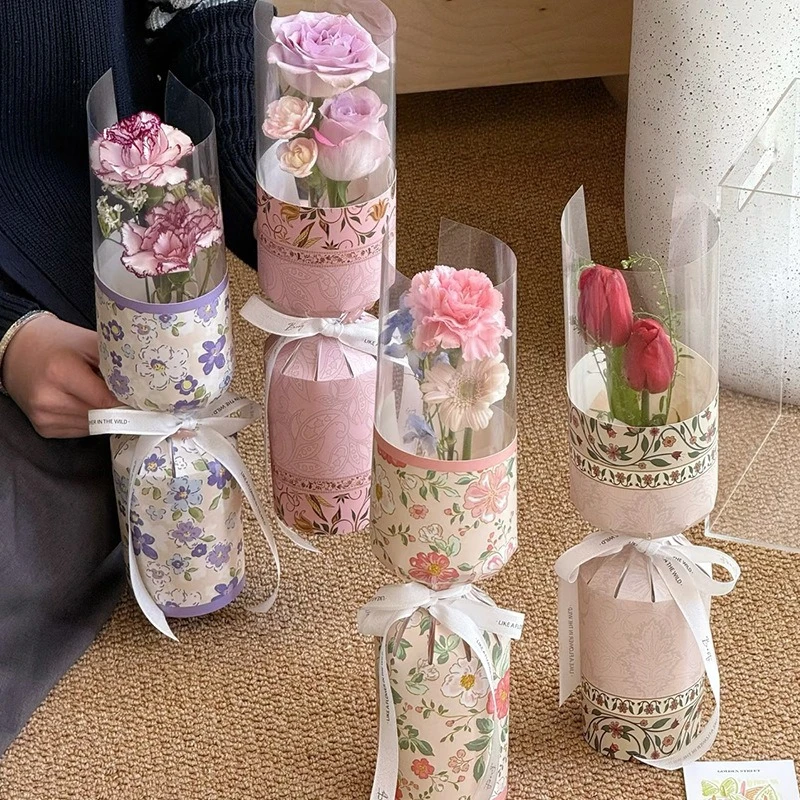 Flower Gift Wrapping Paper Bouquet Packaging DIY Material Flower Diamond Hollow Layout White Card Thickening 40X30cm 10pcs