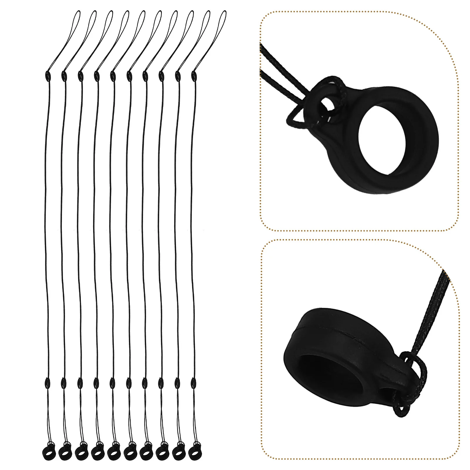 

10pcs Anti-Lost Pen Lanyard Retractable Cord For Signature Pen Stretch Rope With Silicone Ring Holder Clip Hanging Accessory