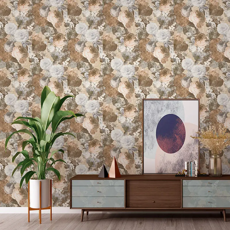 Bedroom Retro Rose Background Wallpaper 3d Embossed Living Room Floral Wallpaper Luxury Beauty Salon