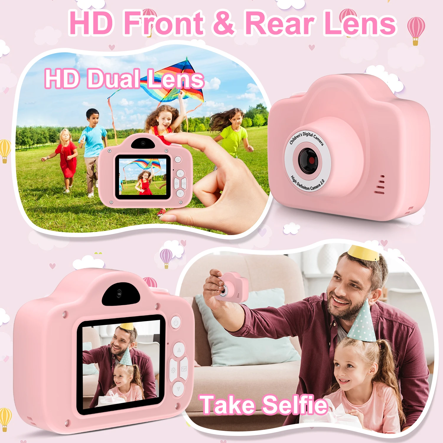 Kids Digital Dual Camera 1080P HD Video Toy - Mini Cam with Color Display Children Birthday Gift
