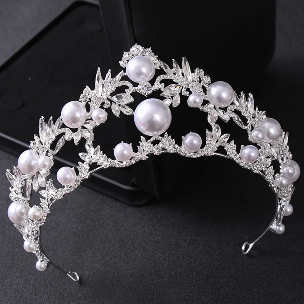 

Pearl Crown Bridal Tiara Delicate Rhinestone Wedding Headdress Party Bride Headpiece Elegant Pearl Rhinestone Bride Crown