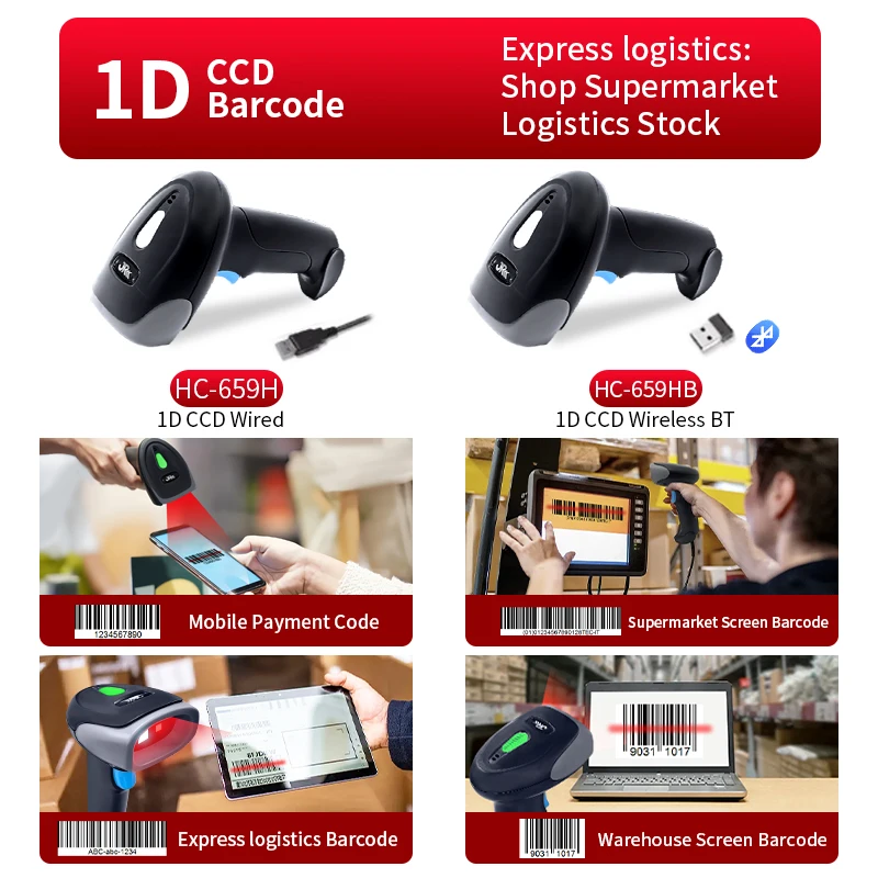 Handheld Wired 1D 2D Qr Bar Code Reader Wireless Laser Barcode Scanner For Receipt Cash Register Inventory Bank Cheque