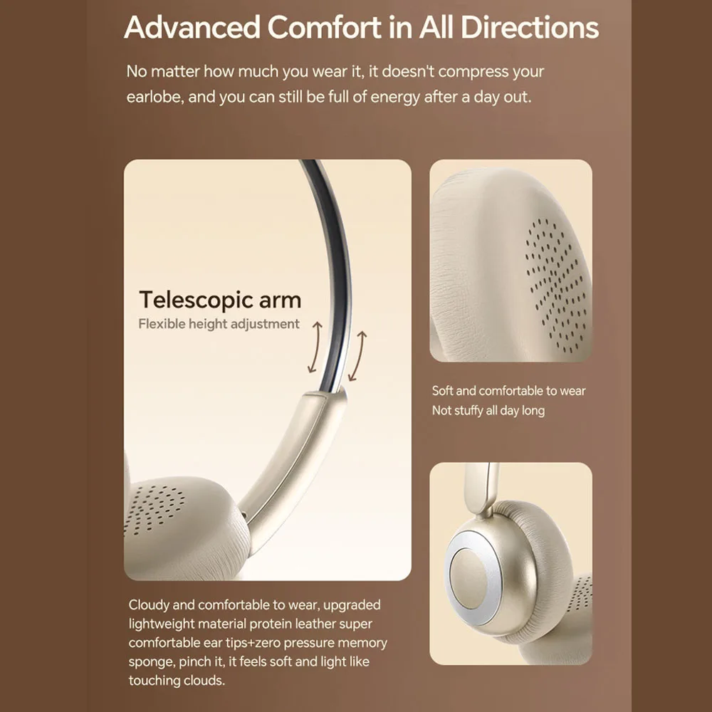 Poyatu ريترو سماعة رأس لاسلكية ستيريو كلاسيكية مفتوحة Hifi على الأذن سماعات بلوتوث محمولة خفيفة الوزن PYT02