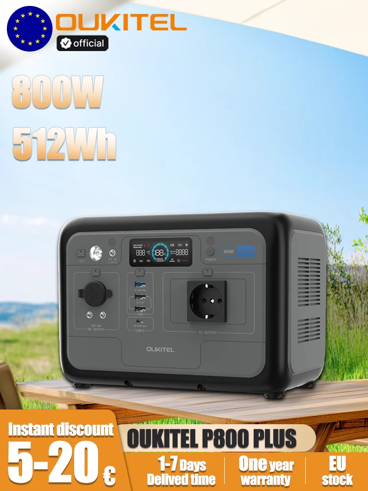 OUKITEL P800E Przenośna Stacja Zasilania 800W Moc Wyjściowa 512Wh LiFePO4 Rodzinna Zastosowanie na Kempingu Zewnętrzne Zasilanie Zapasowe Mobilne Zasilanie — 2