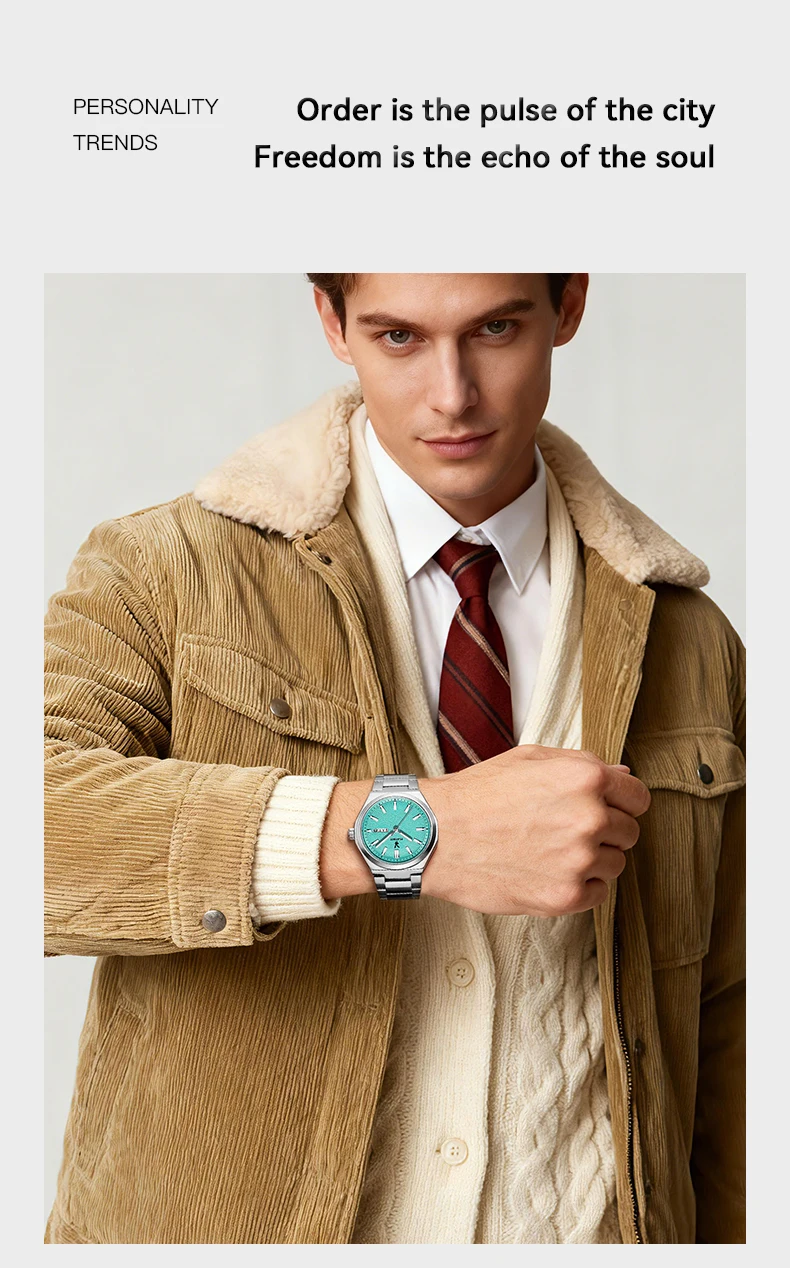 PLAYBOY 3110 Herrenuhr Marke Original Exklusive Mode Einfache Doppelkalender Leuchtende Wasserdichte Quarz-Armbanduhren für Männer – Detail 12