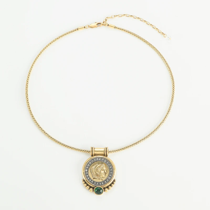 Head Ancient Coin Pendant Choker Necklaces Gold Color Antique Woman Vintage Luxury Brands Jewelry Trends 2025 High Quality