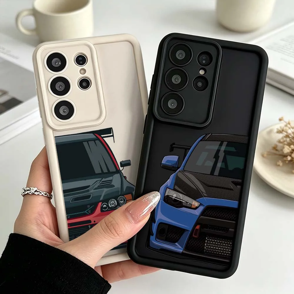 Minimalist Sports Car Pattern Phone Case For Samsung Galaxy S26 S25 S24 S23 S22 S21 S20 Ultra Plus FE Eye Ladder Silicone Cover