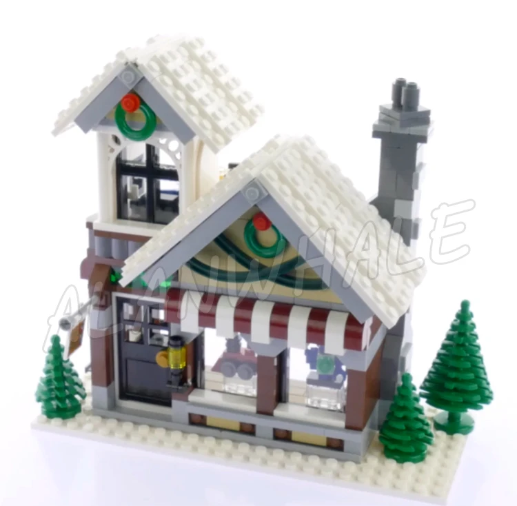 945 قطعة خبير إبداعي لقرية الشتاء متجر ألعاب شجرة عيد الميلاد مقعد خشبي 36002 مجموعات مكعبات البناء متوافقة مع النموذج