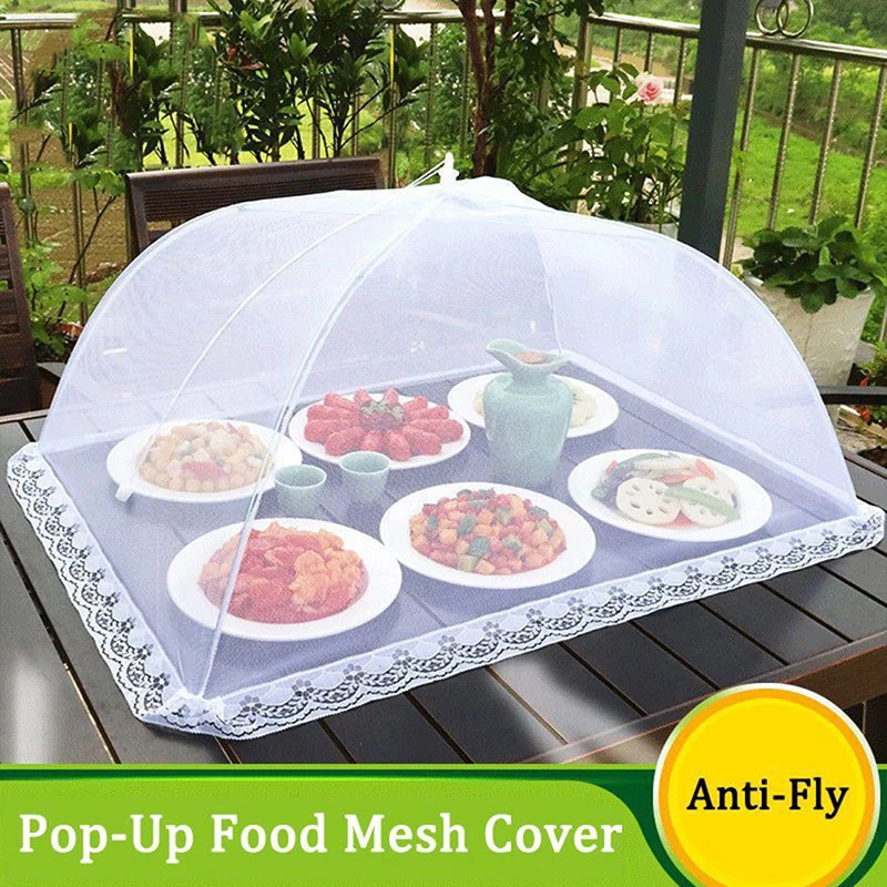 Food Mesh Cover Folding Food Cover Tent Dome Net Umbrella Picnic Kitchen Mesh Anti Fly Mosquito Umbrella Kitchen Gadgets