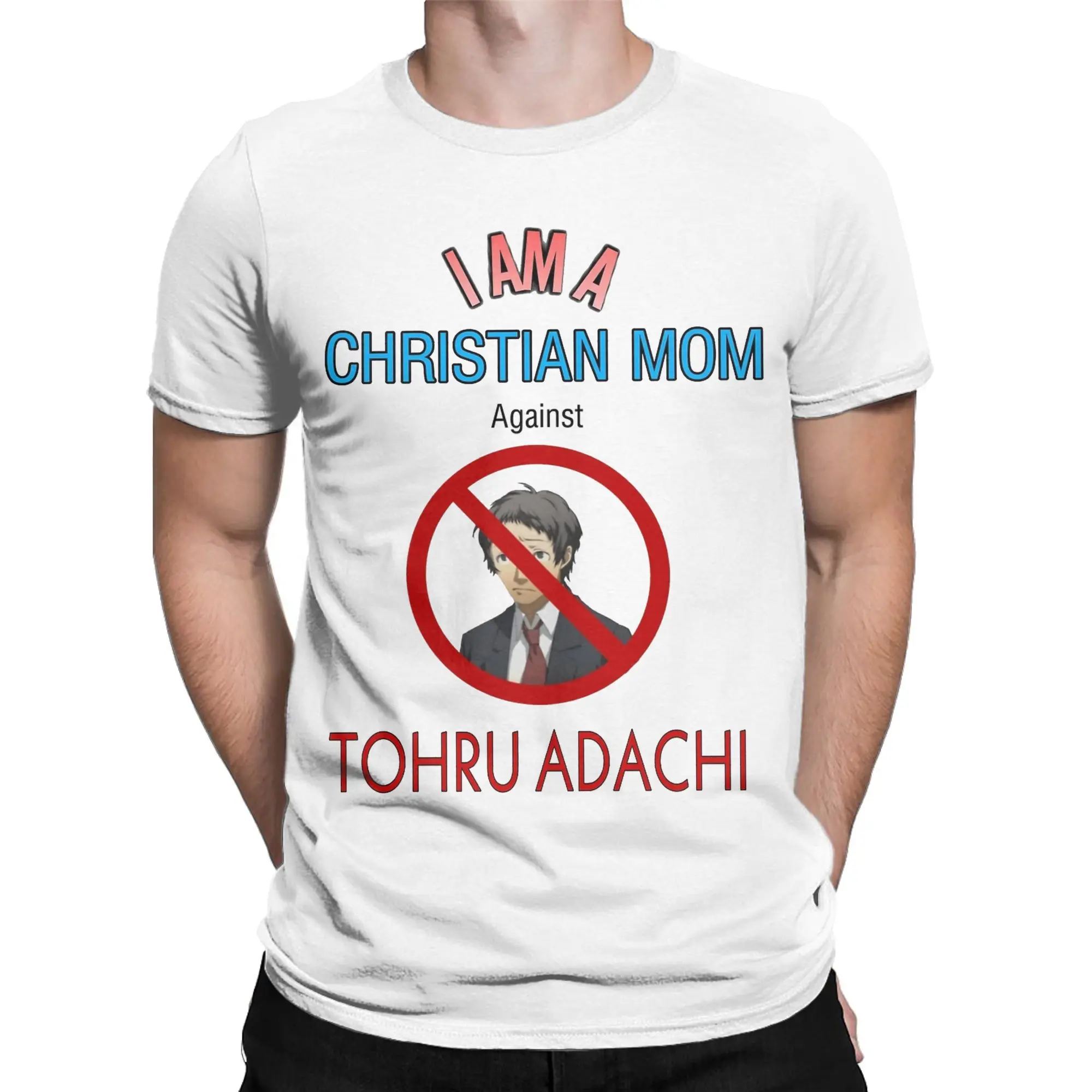 Christian Moms against Tohru Adachi T Shirt Personas 4 Anime Pure Cotton Tops Vintage Short Sleeve Crew Neck T-Shirts