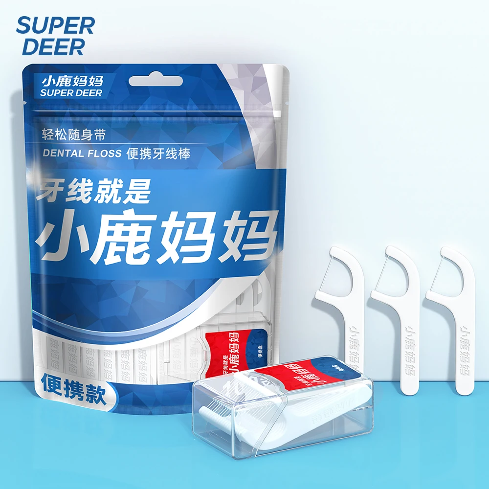 100-500Pcs Disposable Dental Floss Picks Anti-Slip Handle Break Resist Floss Portable Travel Case Gentle Gum Deep Oral Cleaning