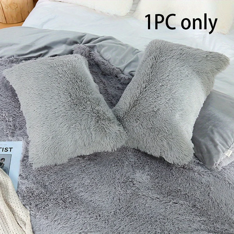 1pc Faux Fur Pillowcases , Velvet Super Soft and Cozy, Wrinkle, Fade, Resistant with Zipper Closure Bed Pillow Cases