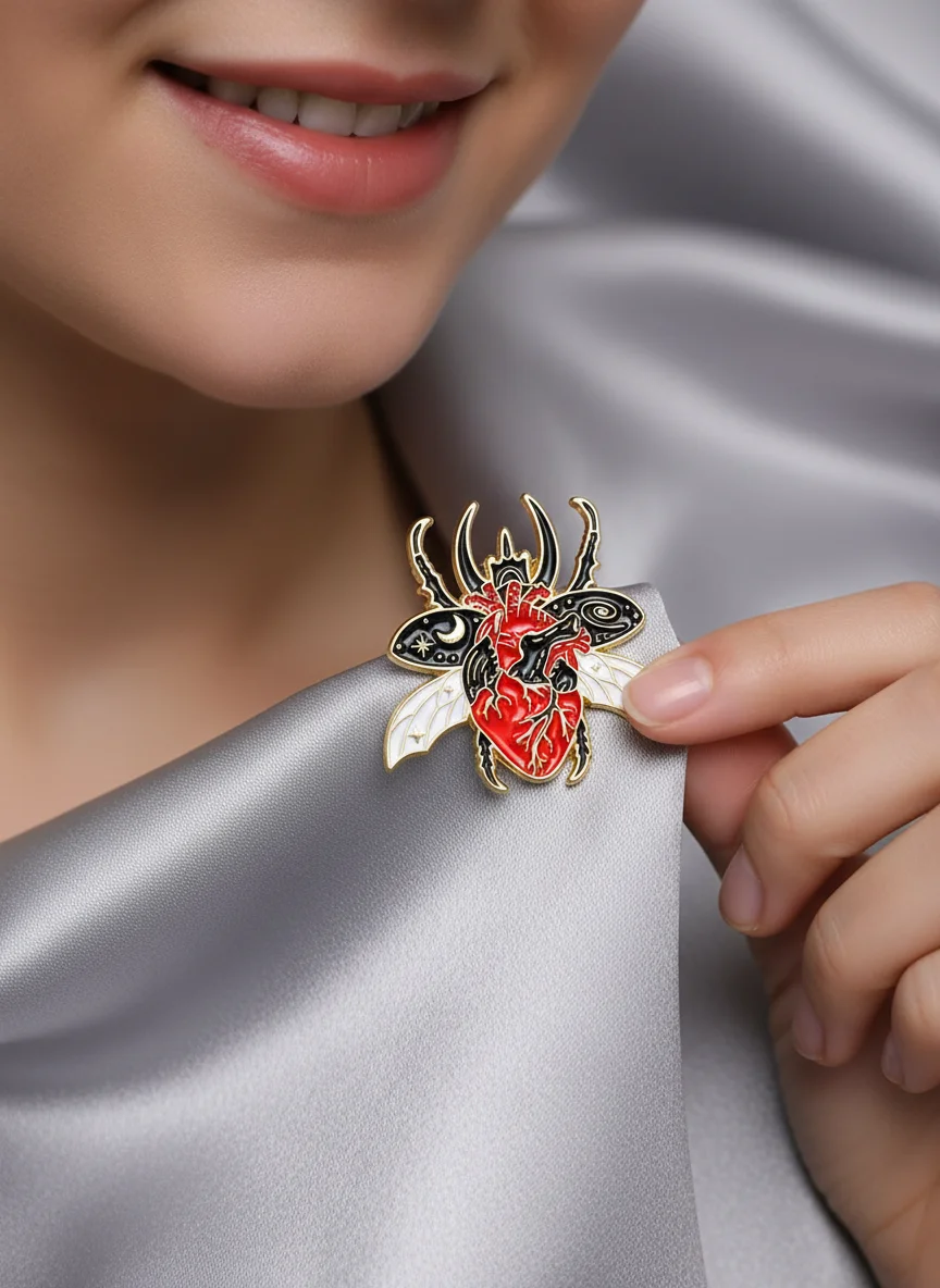 Statement Skull Heart Brain Eye Insect Combo Enamel Brooches Punk Longhorn Beetle Lapel Pins For Backpack Bag Hat Jewelry