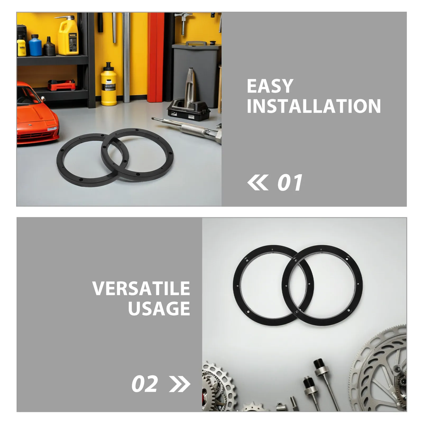 5Pairs Speaker Spacer Rings Universal Car Audio Adapter Black Plastic Speaker Mount Spacer Replacement Vibration Reducer for Car