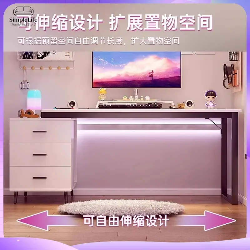 Ergonomic Computer Desk for Home Office Gaming Setup Adjustable Height L-Shaped Desk with Cable Management Writing Study Desk