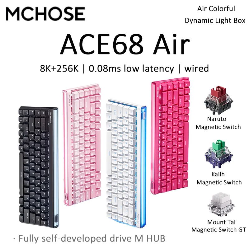 

MCHOSE Ace 68Air Magnetic Axis Mechanical Keyboard for Esports Games, Wired Low Latency Customization, RGB Colorful Lightbox